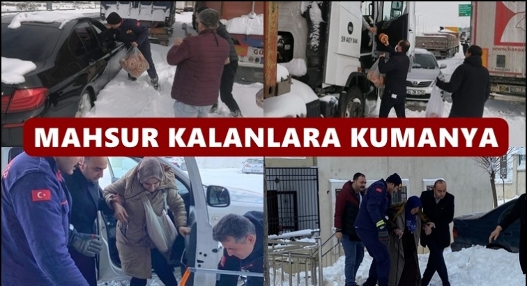 Mahsur kalan vatandaşlara kumanya dağıtımı...