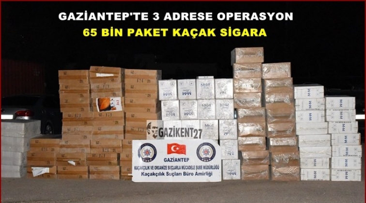 Gaziantep'te 65 bin paket kaçak sigara ele geçirdi