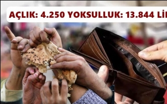 A&ccedil;lık sınırı 4 bin 250, yoksulluk sınırı 13 bin 844 lira