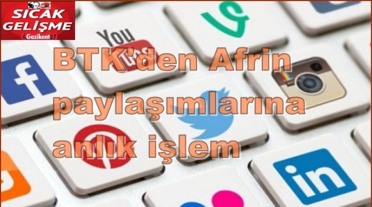 Afrin paylaşımlarına anlık işlem