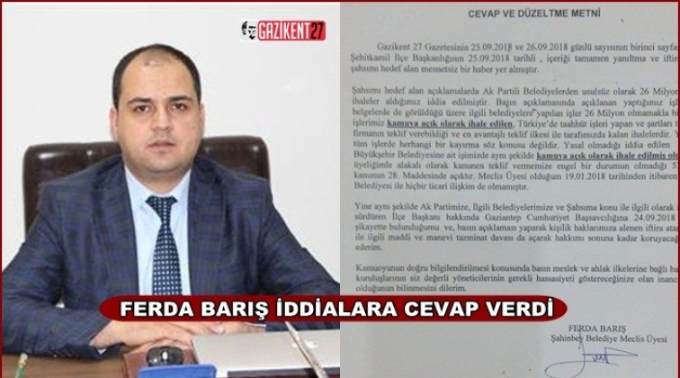 Ak Partili Ferda Barış'tan iddialara cevap