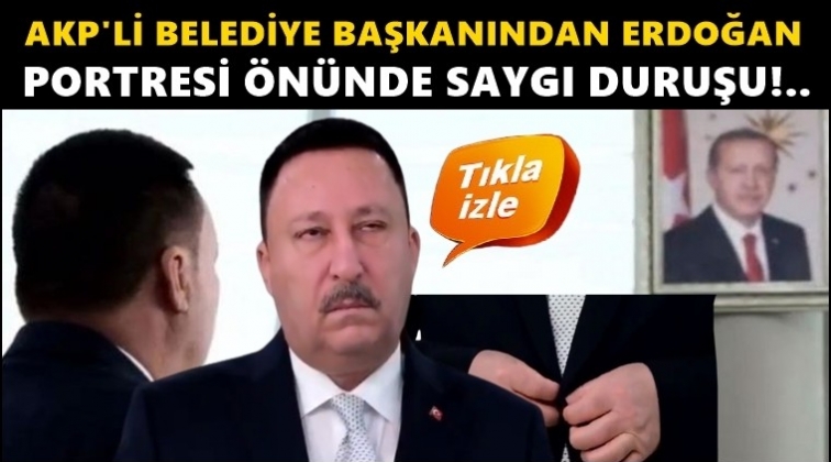 Erdoğan portresi &ouml;n&uuml;nde saygı duruşu!..