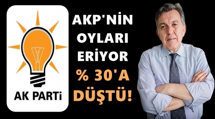AKP&rsquo;nin oy oranı y&uuml;zde 30&rsquo;lara d&uuml;şt&uuml;!