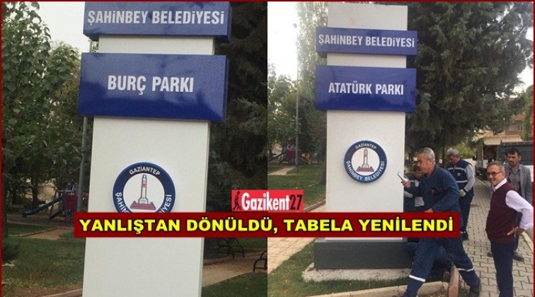 Atatürk Parkı tabelası yenilendi