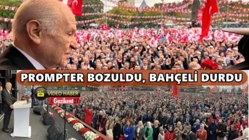 Bah&ccedil;eli'nin prompteri bozuldu, konuşmasına ara verdi!