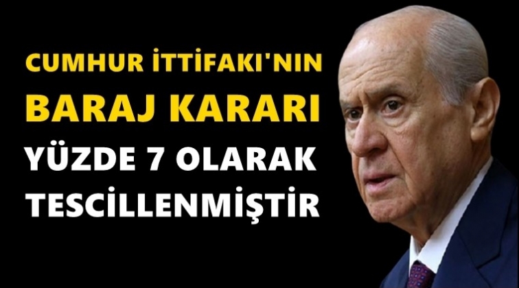 Bah&ccedil;eli: Se&ccedil;im barajı y&uuml;zde 7 olarak tescillenmiştir!