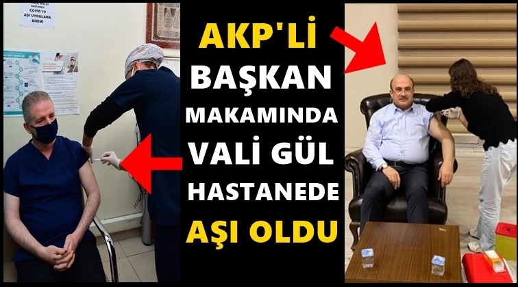 Başkan makamında, vali hastanede aşı oldu!