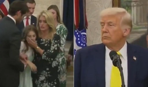 Beyaz Saray'da panik anları: Trump'ın konuştuğu sırada Mehmet Öz'ün torunu bayıldı