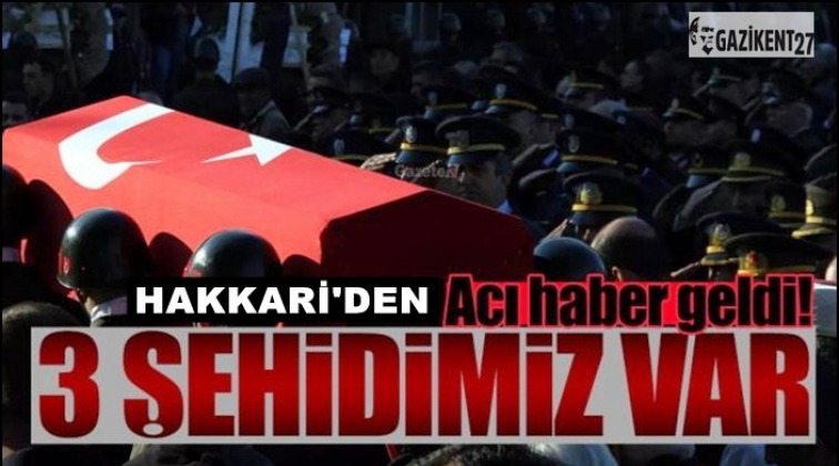 Bir acı haber de Hakkari'den: 3 şehit