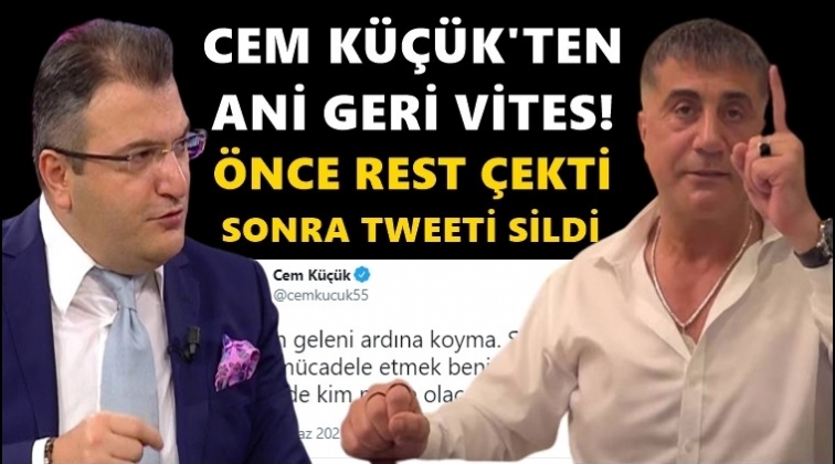 Cem K&uuml;&ccedil;&uuml;k, Sedat Peker'e rest &ccedil;ektiği tweetini sildi!