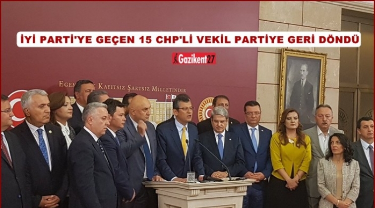CHP&rsquo;li vekiller partiye geri d&ouml;nd&uuml;