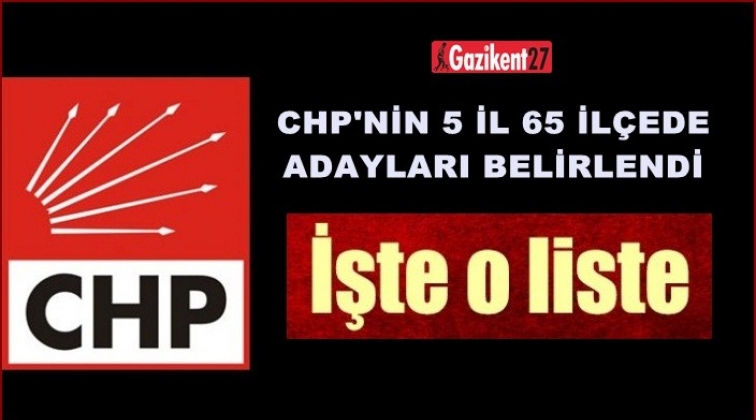 CHP’nin 5 il ve 65 ilçede adayları belli oldu