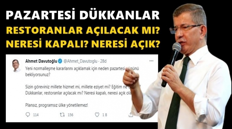 Davutoğlu&rsquo;ndan &lsquo;pazartesi&rsquo; tepkisi...