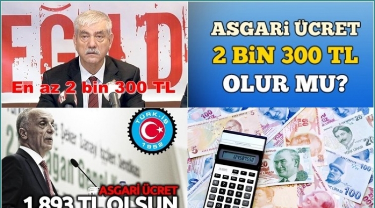 DİSK: 2 bin 300, Türk İş: Bin 893 lira