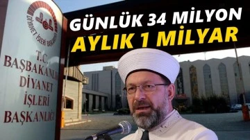 Diyanet'in g&uuml;nl&uuml;k masrafı 34 milyon, aylık 1 milyar lira!