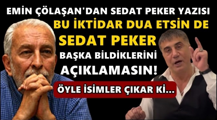 Emin &Ccedil;&ouml;laşan'dan flaş Sedat Peker yazısı...