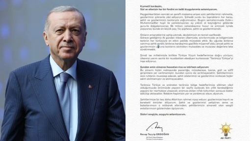 Erdoğan'dan şehit ailelerine AKP logolu mektup