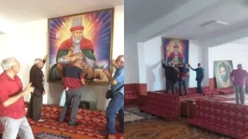 Erdoğan'ın ziyareti için kaldırılan portreler tekrar asıldı!