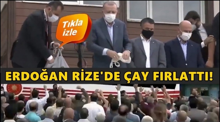 Erdoğan, Rize'de sel mağdurlarına &ccedil;ay fırlattı!