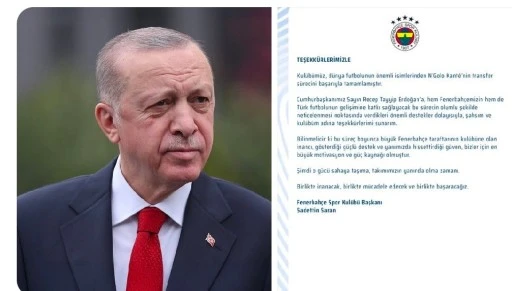 Fenerbah&ccedil;e'den Erdoğan'a teşekk&uuml;r mesajı!