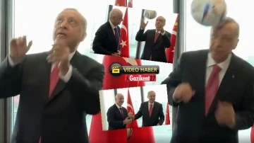 FİFA başkanı top hediye etti, Erdoğan topa kafa attı!