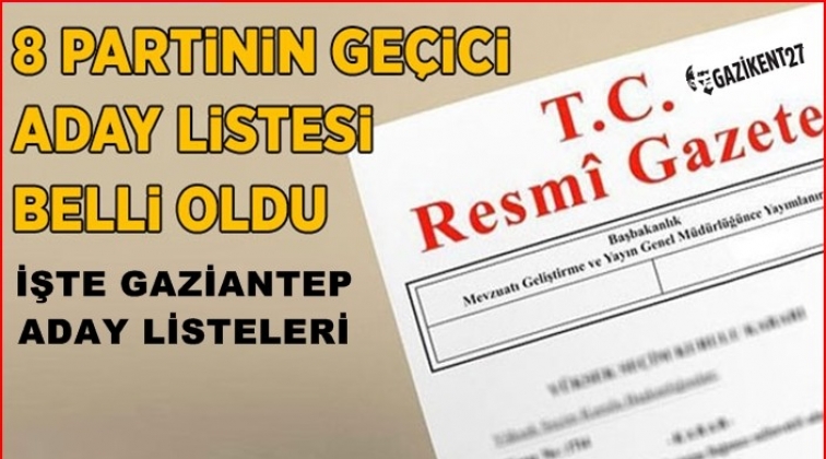 Gaziantep Valiliği geçici aday listesini açıkladı