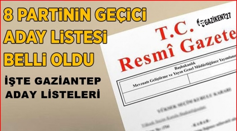 Gaziantep Valiliği ge&ccedil;ici aday listesini a&ccedil;ıkladı