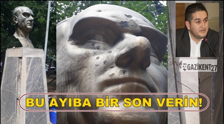 Gaziantep'te Atatürk Anıtı'nın hali tepki topladı