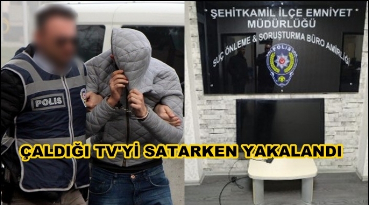 Gaziantep'te &ccedil;aldığı televizyonu satarken yakalandı!