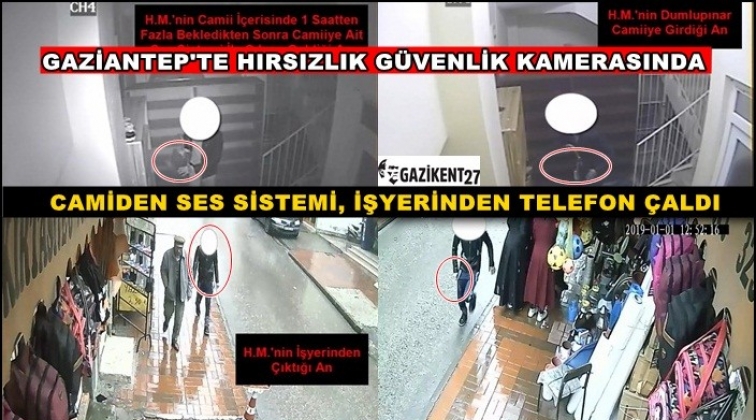 Gaziantep'te camiden hırsızlık güvenlik kamerasında