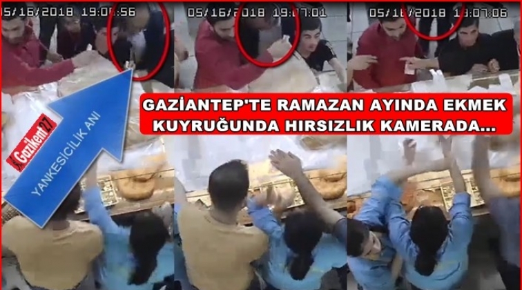 Gaziantep'te ekmek kuyruğunda hırsızlık kamerada