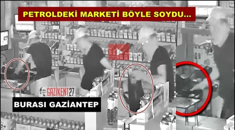 Gaziantep'te petrol istasyonununda hırsızlık kamerada