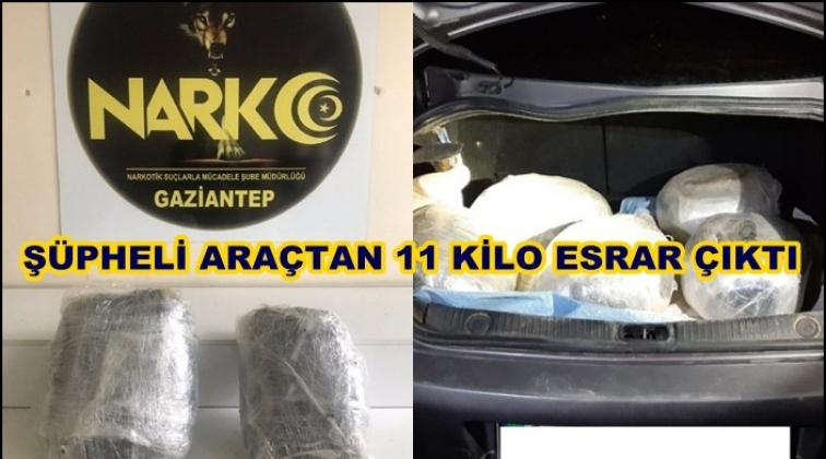 Gaziantep'te ş&uuml;pheli ara&ccedil;ta 11 kilo esrar ele ge&ccedil;irildi