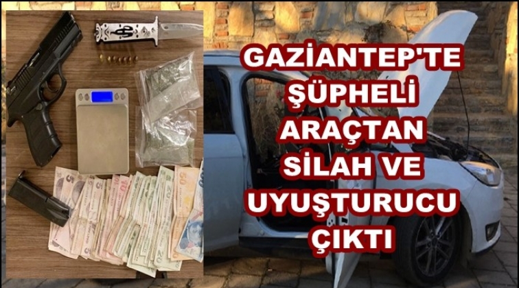 Gaziantep'te ş&uuml;pheli ara&ccedil;ta silah ve uyuşturucu