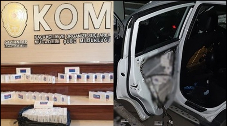 Gaziantep'te ş&uuml;pheli ara&ccedil;tan ka&ccedil;ak sigara &ccedil;ıktı