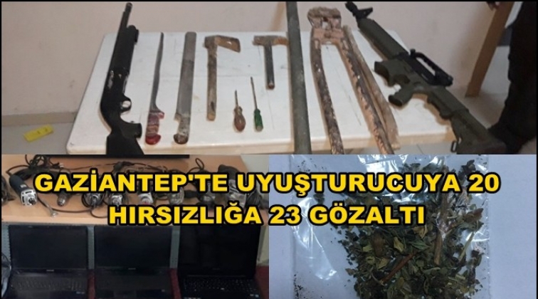 Gaziantep'te uyuşturucuya 20 hırsızlığa 23 g&ouml;zaltı