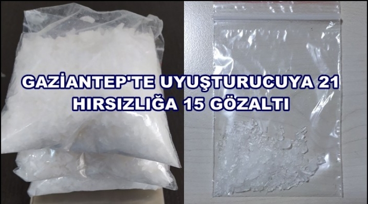 Gaziantep'te uyuşturucuya 21 hırsızlığa 15 g&ouml;zaltı