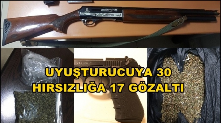 Gaziantep'te uyuşturucuya 30 hırsızlığa 17 g&ouml;zaltı