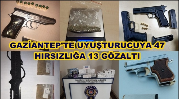 Gaziantep'te uyuşturucuya 47 hırsızlığa 13 g&ouml;zaltı