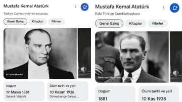 Google, Mustafa Kemal Atatürk'ün tanımını değiştirdi