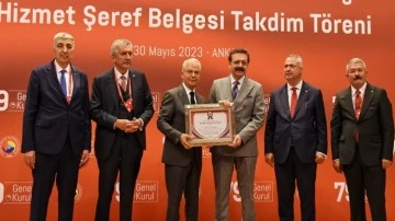 GSO TOBB delegelerine Hizmet Şeref Belgesi