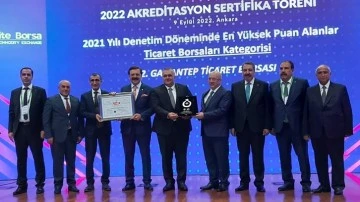 GTB'ye, “A Sınıfı Akreditasyon” belgesi ve özel ödülü