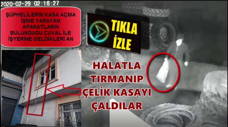 Halatla iş yerine tırmanıp kasayı &ccedil;aldılar!