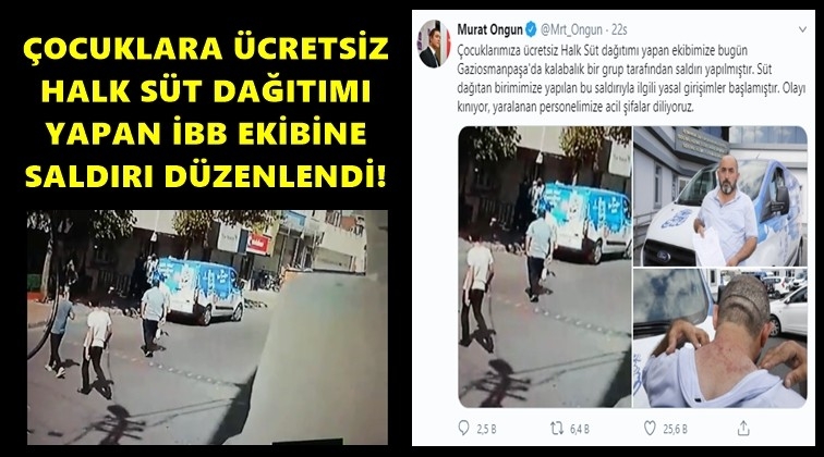 Halk S&uuml;t dağıtımı yapan İBB ekibine saldırı!