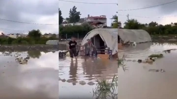 Hatay'da depremzedelerin çadırlarını su bastı!