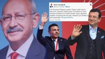 İmamoğlu'ndan İl Başkanı Çelik'e tebrik mesajı