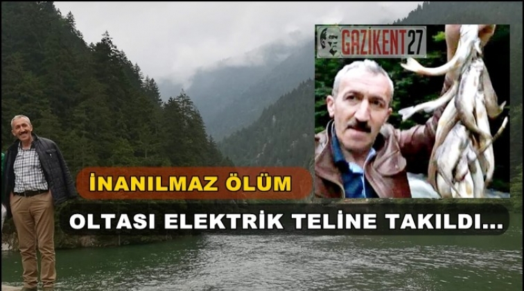 İnanılmaz &ouml;l&uuml;m! Oltası elektrik teline takıldı...