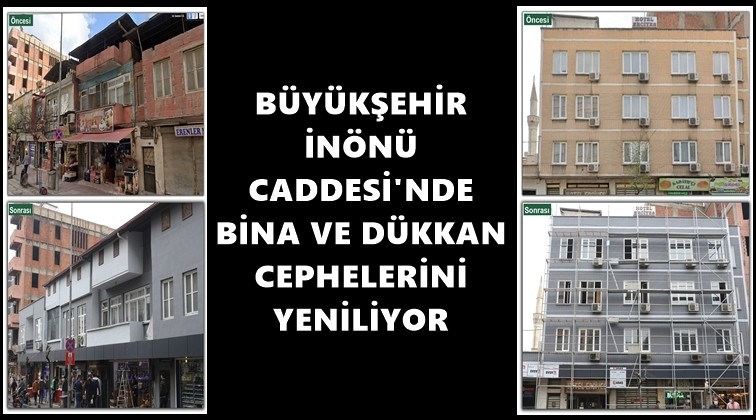 İn&ouml;n&uuml; Caddesi&rsquo;nin cephesi yenileniyor