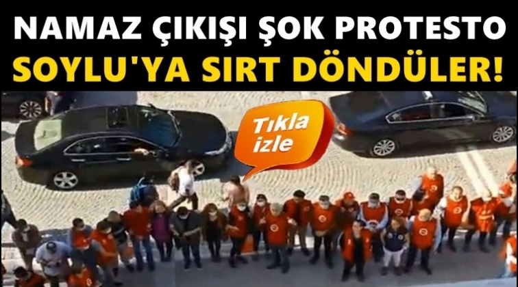 İş&ccedil;iler, Soylu'ya sırtını d&ouml;nerek protesto etti!