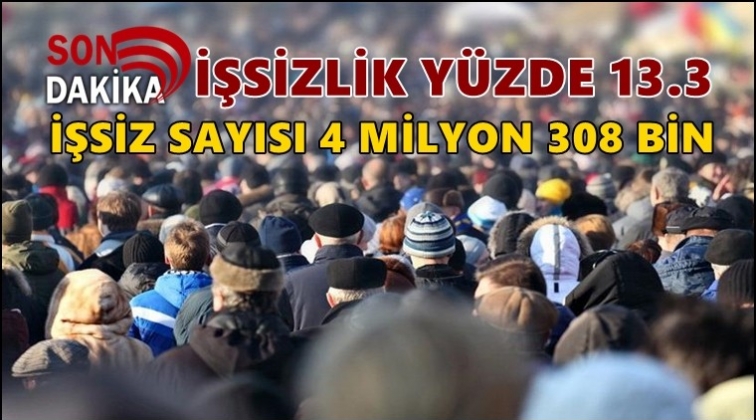 İşsizlik 13.3, işsiz sayısı 4 milyon 308 bin